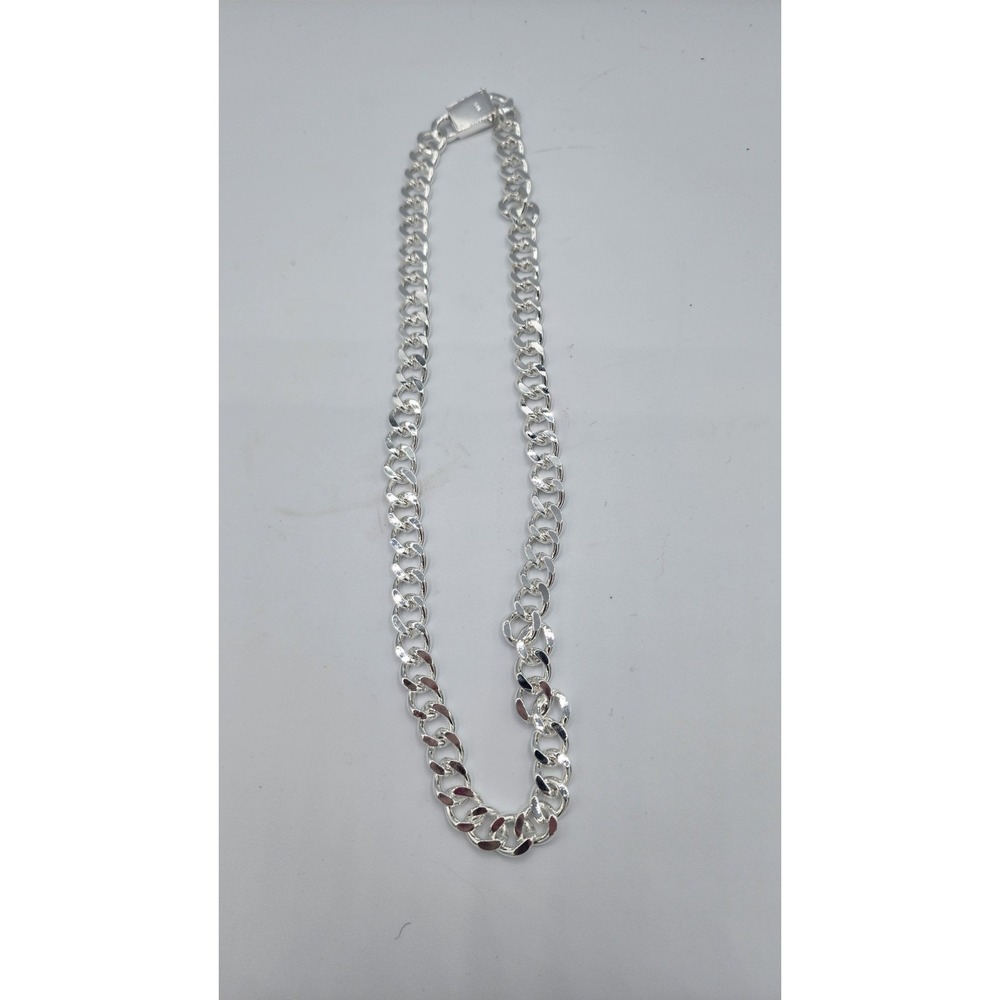 925 Sterling Plated Silver Cuban Chain Necklace